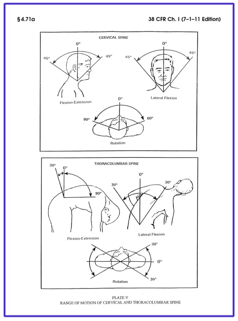 A diagram of the natural range of motion of the spine.