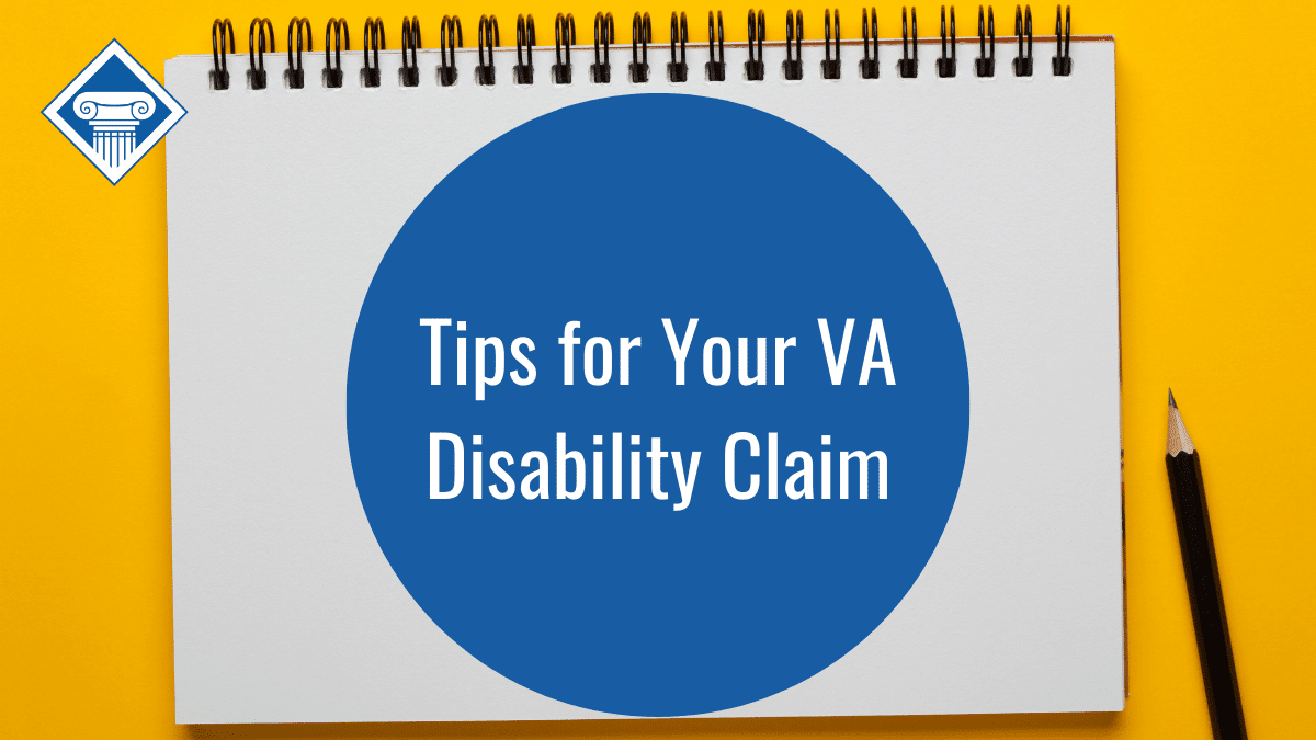 A notepad displaying the the headline: Tips for Your VA Disability Claim